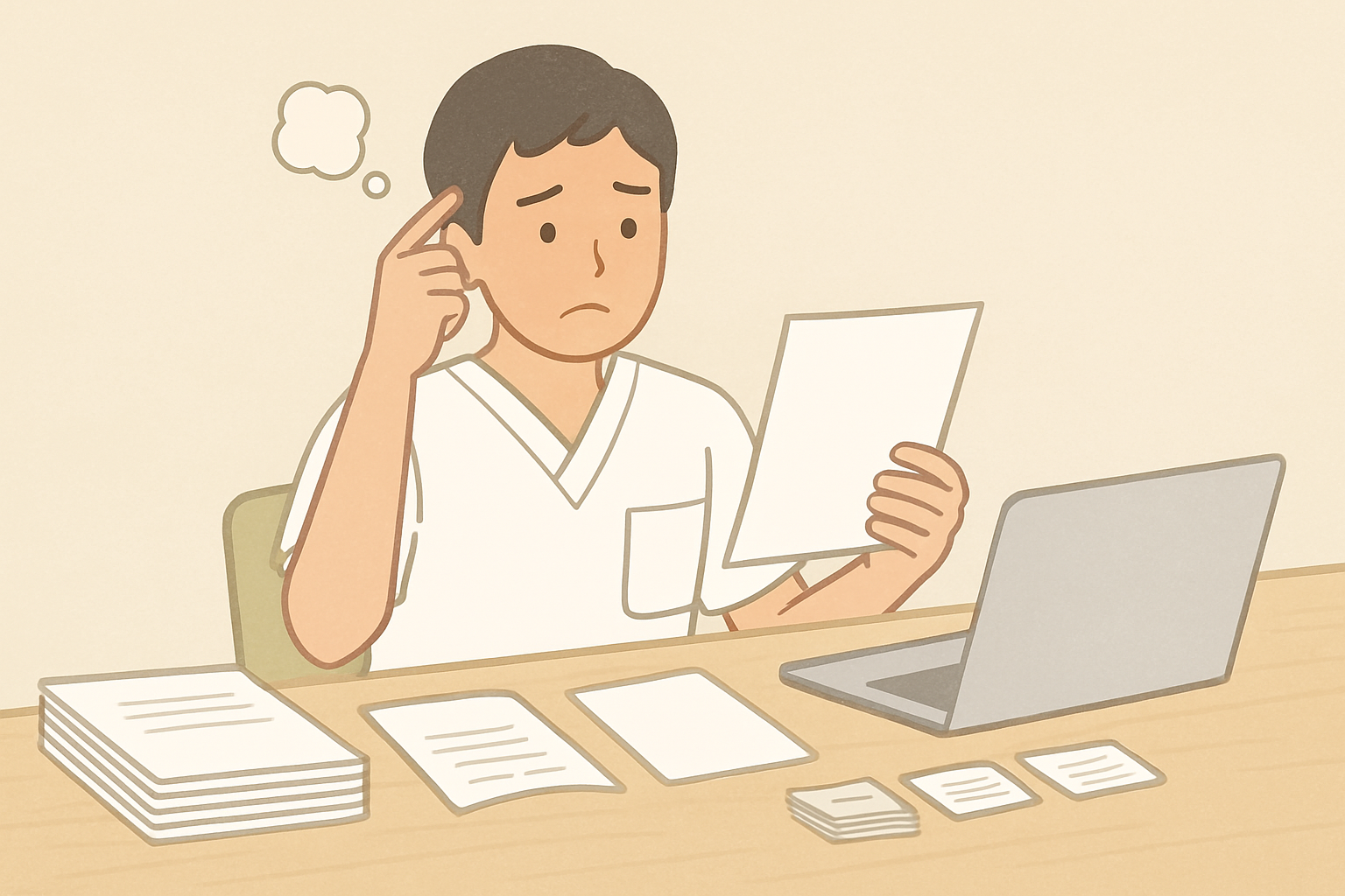 メインキーワードの悩みを持つ理学療法士・作業療法士が情報整理をしている様子
