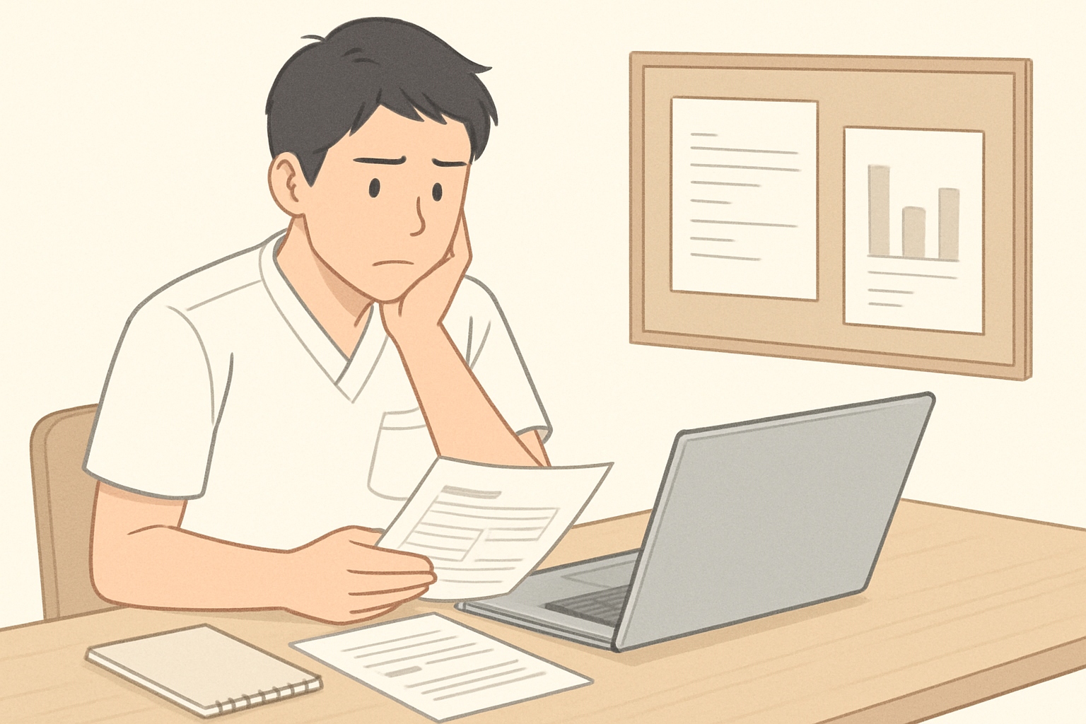 メインキーワードの悩みを持つ理学療法士・作業療法士が情報整理をしている様子