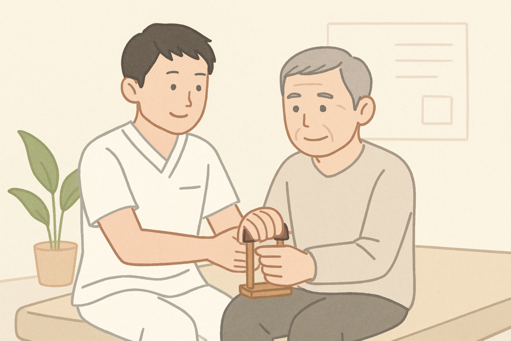 作業療法士と患者がリハビリを行っている様子
