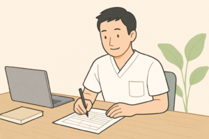 転職活動で履歴書を作成する理学療法士のイメージ