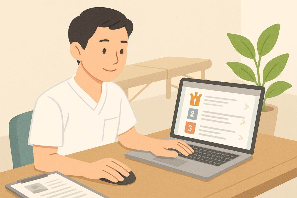 転職サイトランキングを参考に職場を探す理学療法士のイメージ