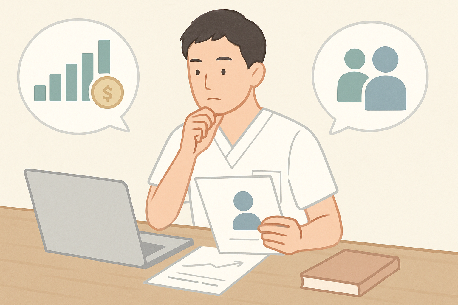 年収やキャリアについて比較検討するイメージ