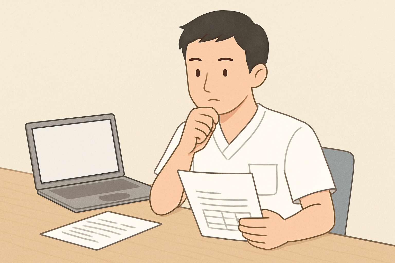複数の内定を前にして条件を比較検討する理学療法士