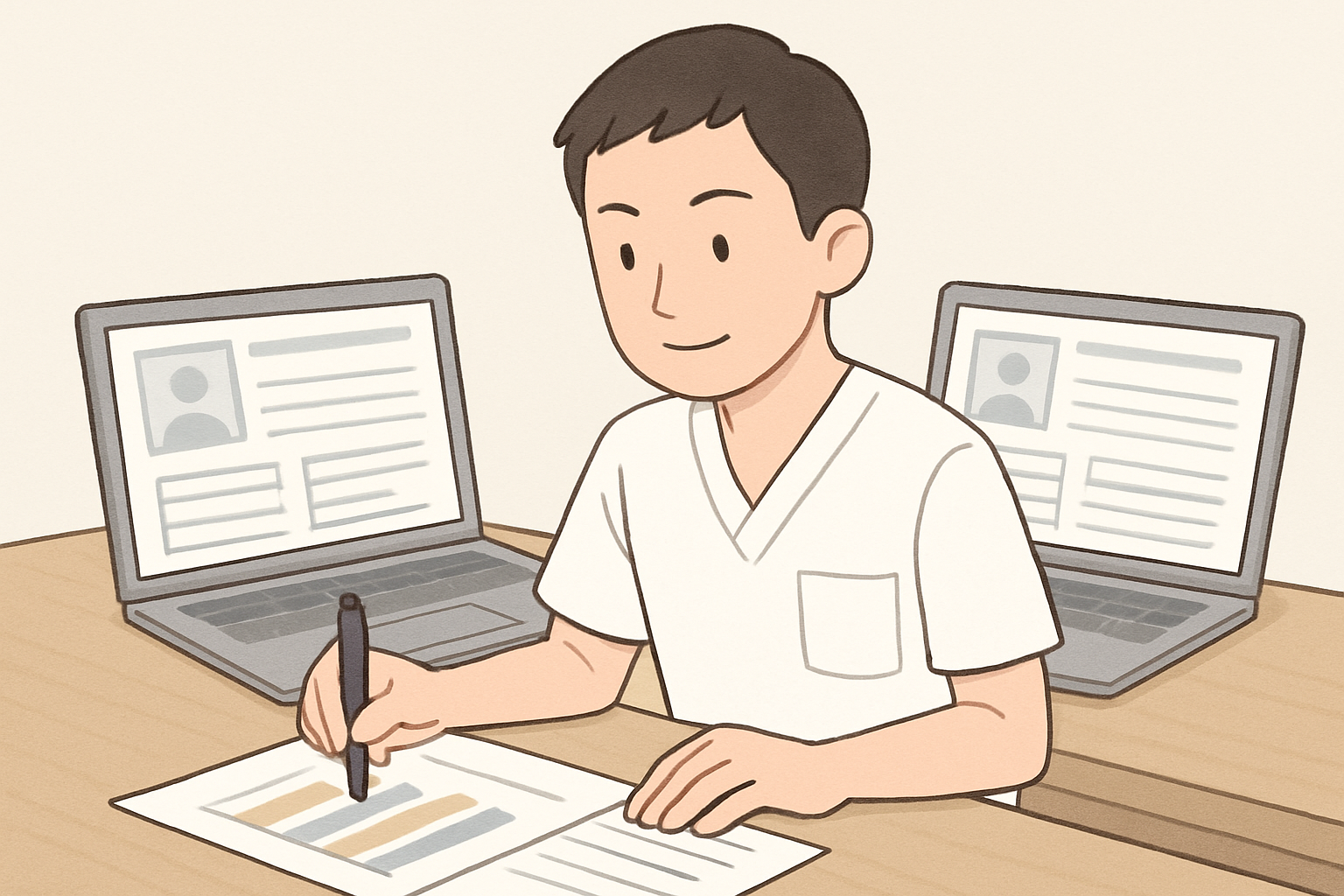 複数の転職サイトのデータを客観的に比較・分析している様子