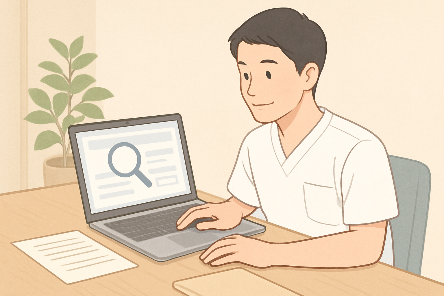 パソコンで求人サイトを検索する様子