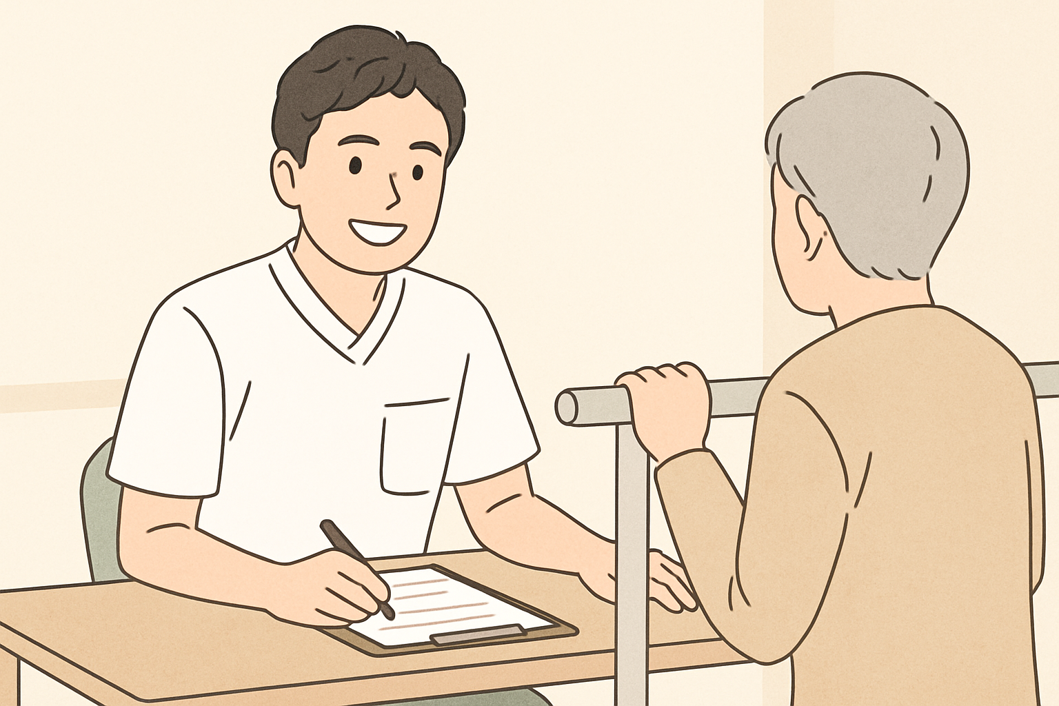 笑顔で仕事に取り組む作業療法士