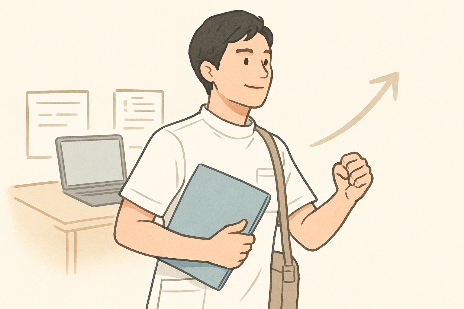 本記事で整理した口コミの信憑性やエージェントの比較基準をもとに、自信を持って次のキャリアへ歩み出すセラピストのイラスト