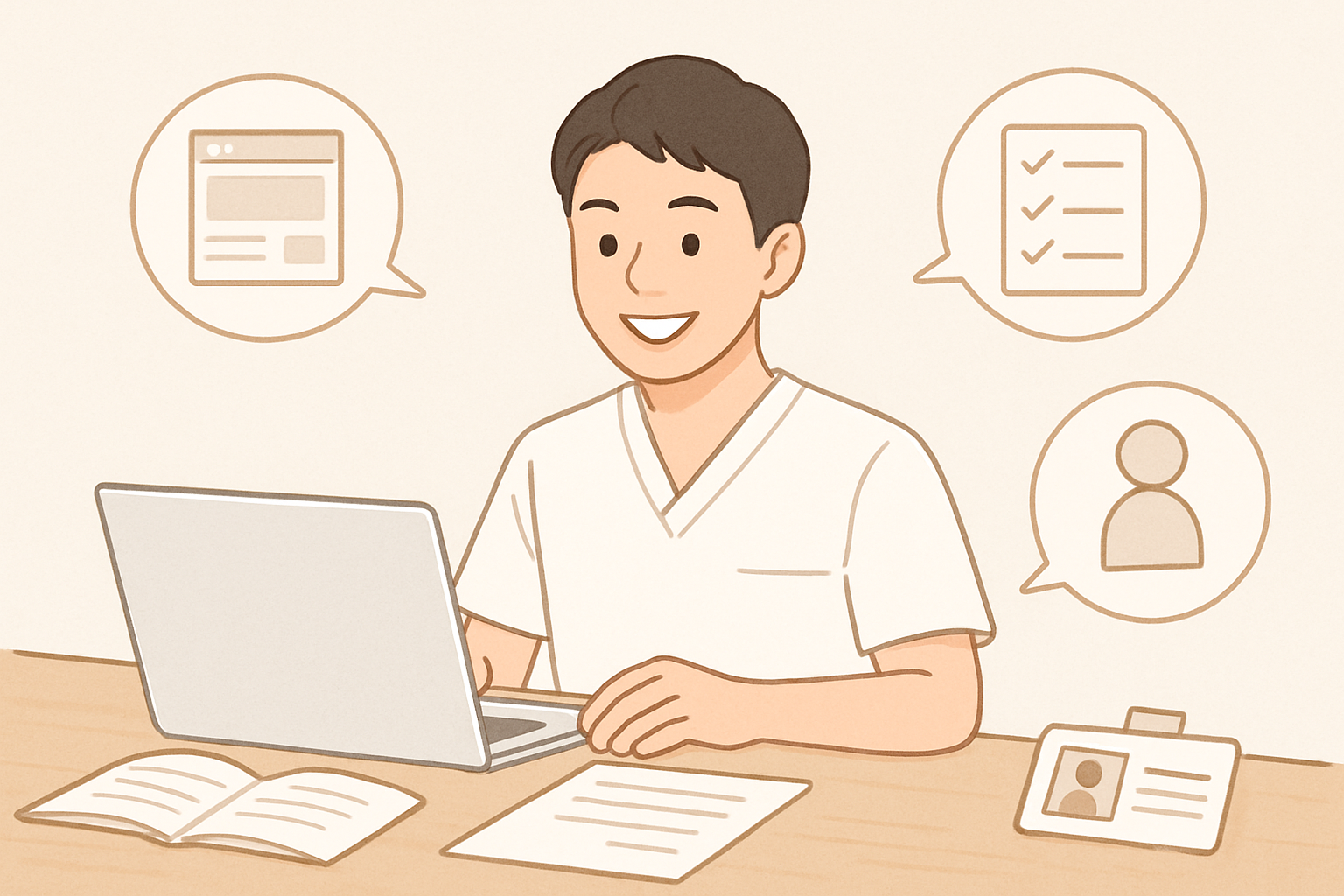 複数の情報源を組み合わせることで、納得のいく転職先を決定できたリハビリ職の笑顔のイメージ