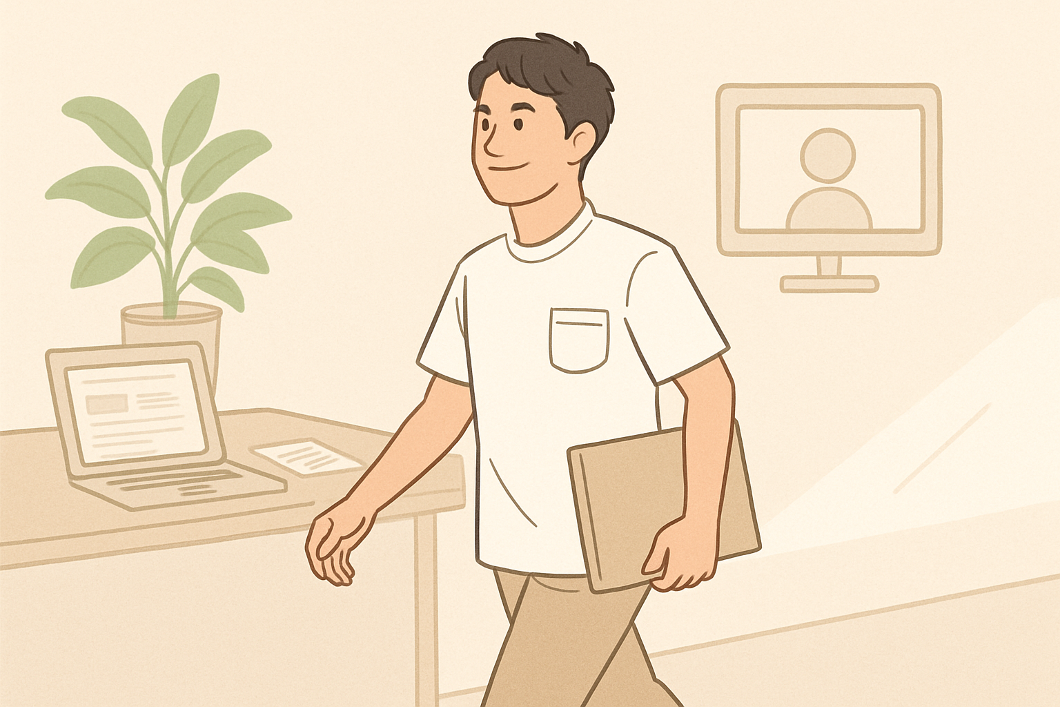 前向きな気持ちで新しいキャリアに向けて歩み出す理学療法士の姿