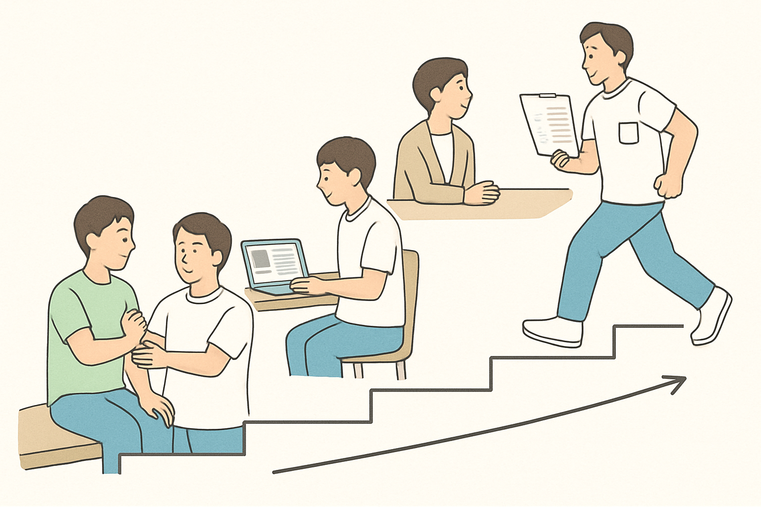 30代理学療法士の転職成功に向けたステップ図