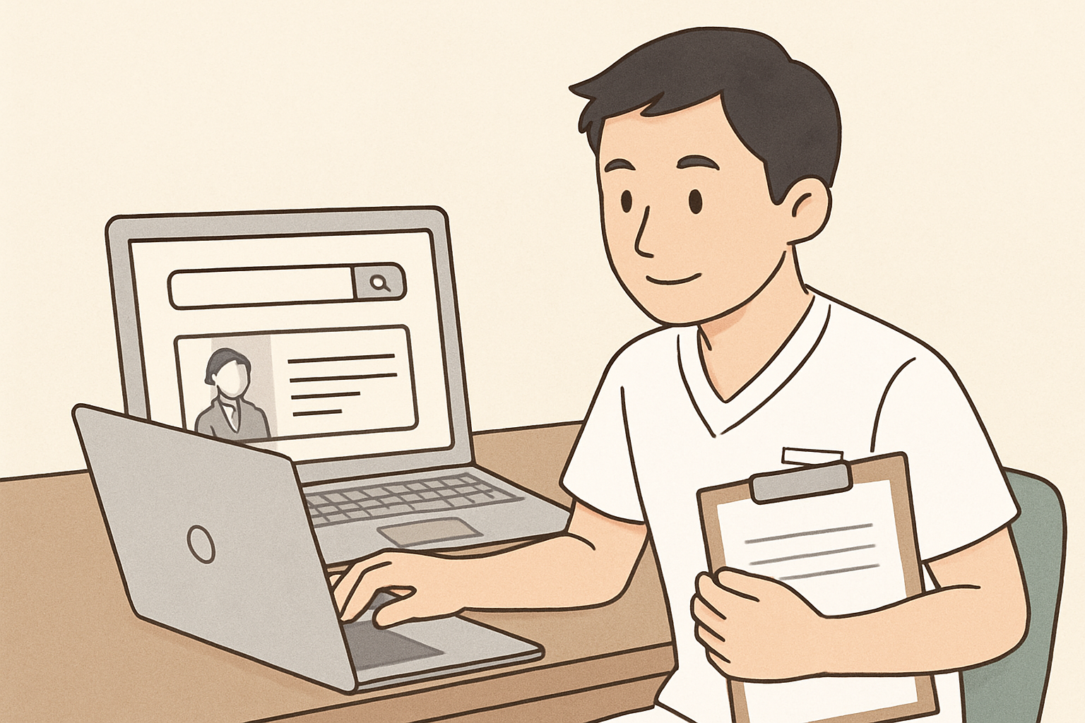 転職エージェントを探す理学療法士のイメージ:~~