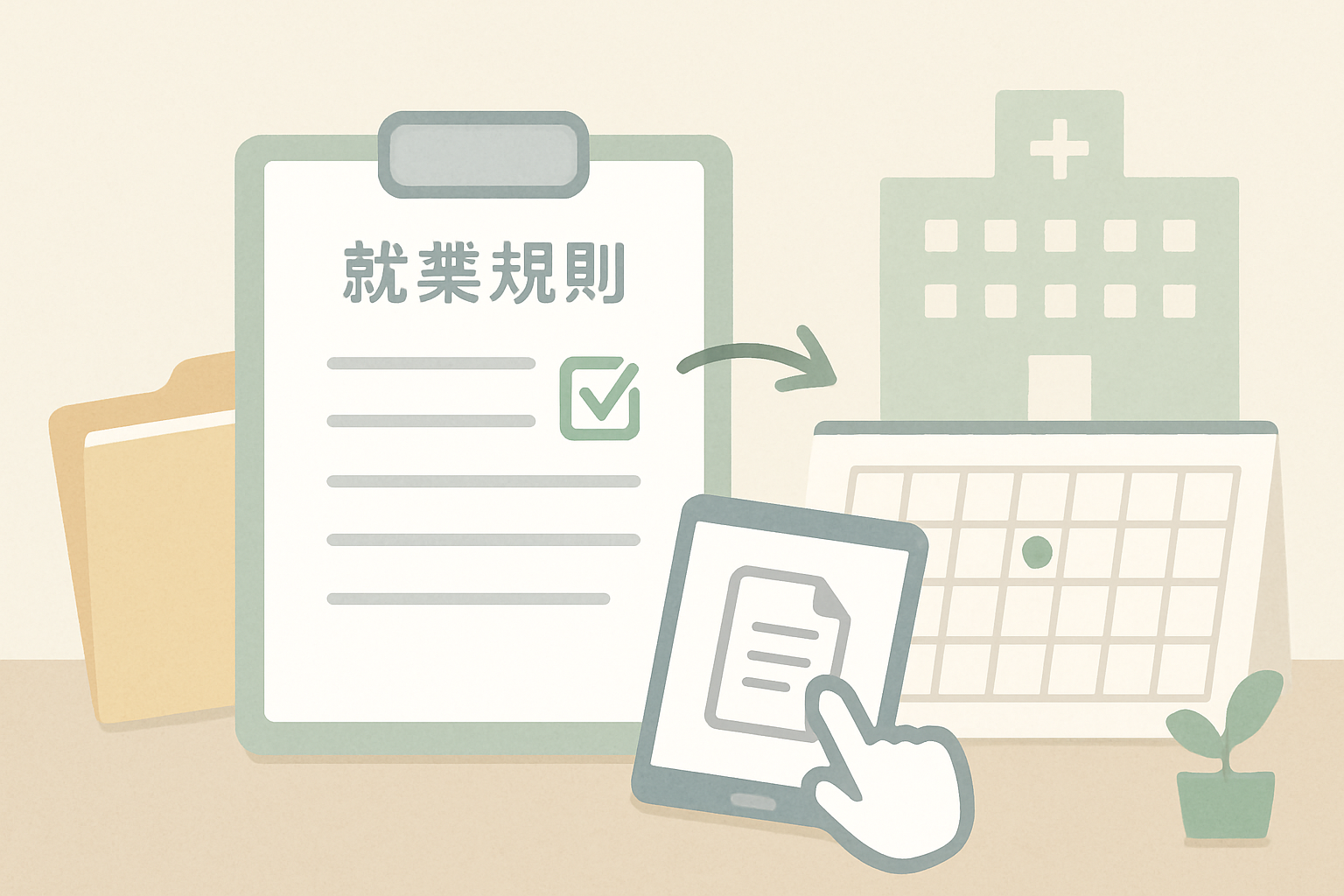 有給休暇の規定が書かれた就業規則を確認する様子