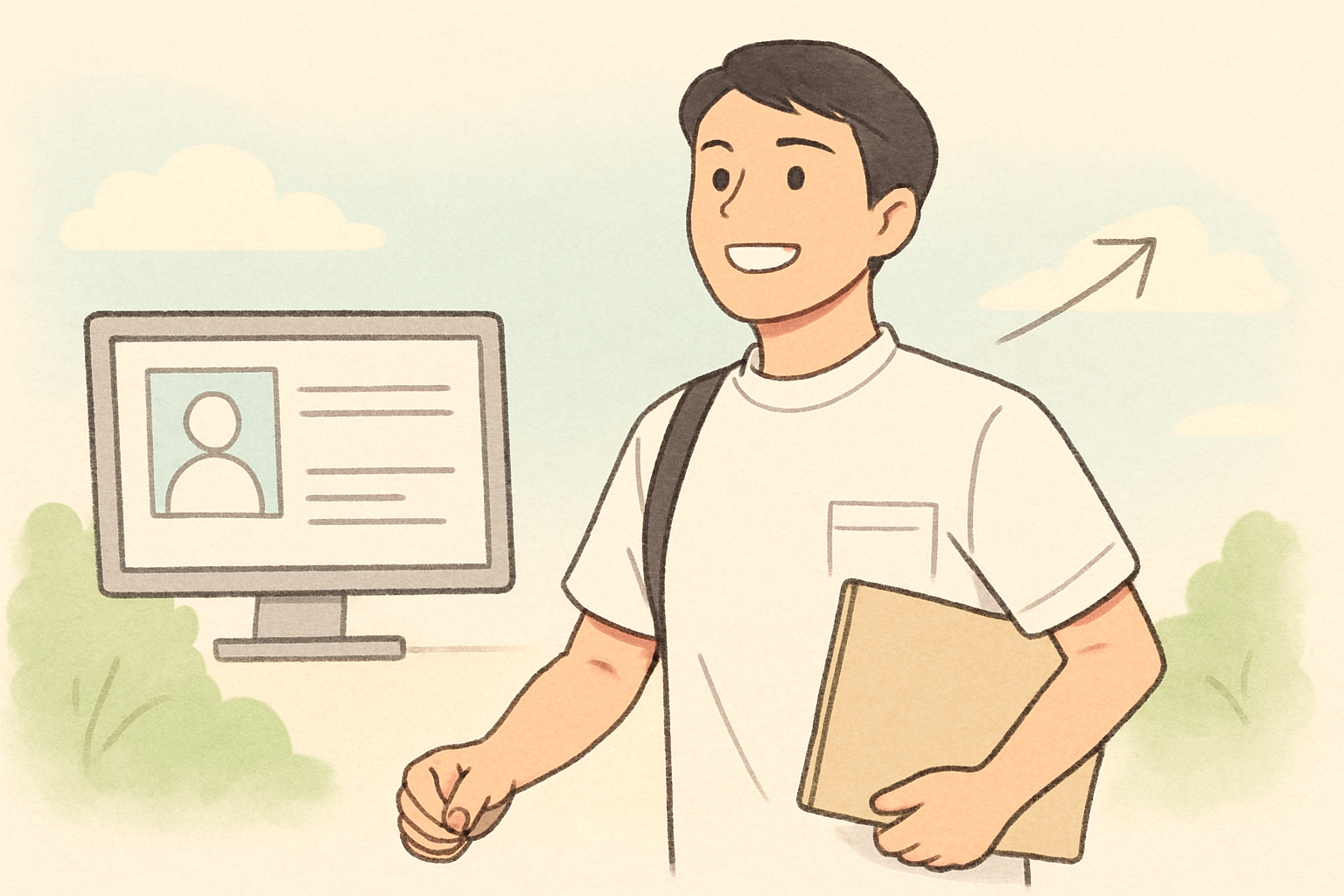 晴れやかな表情で次のステップへ進む理学療法士のイメージ