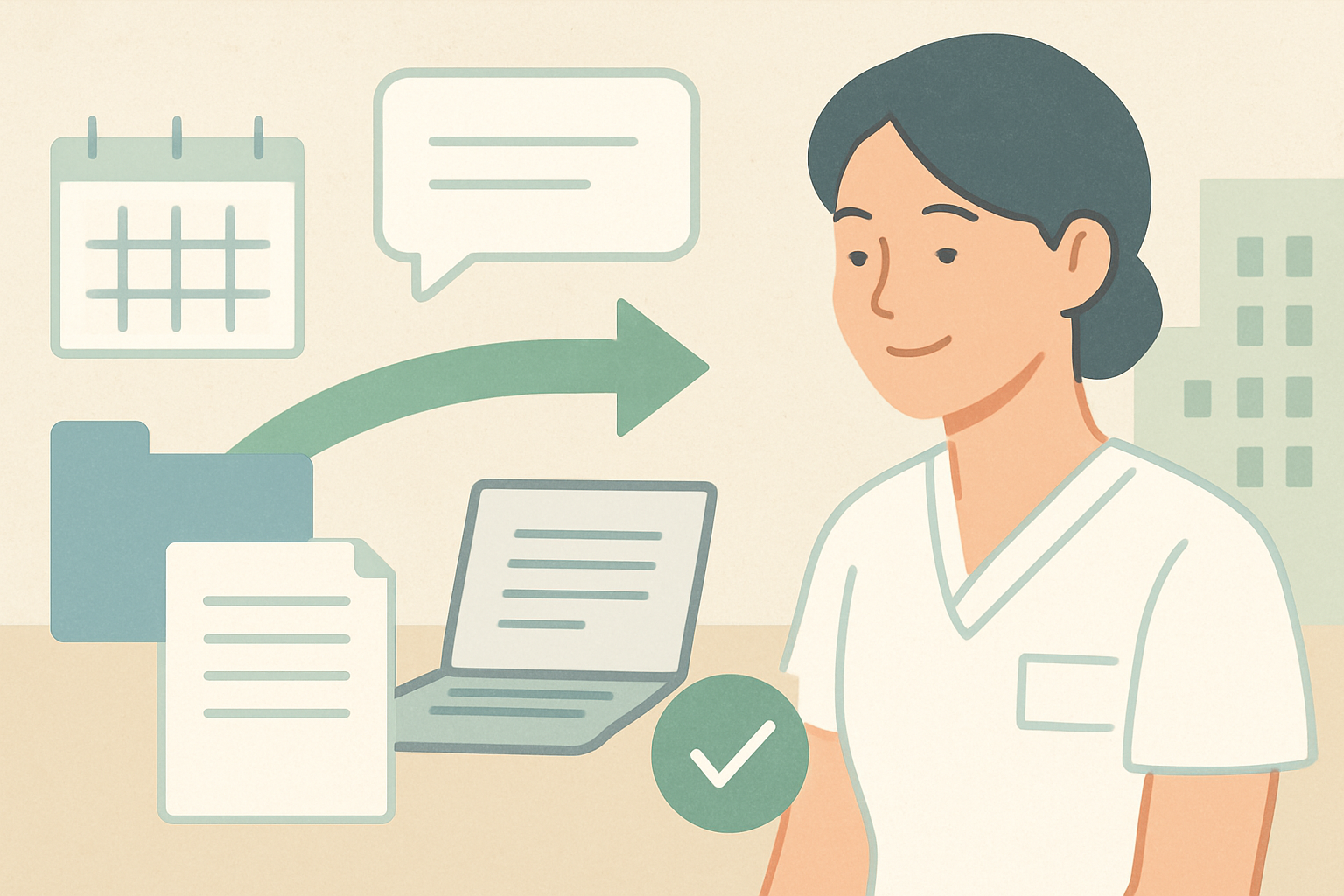 穏やかな表情で患者と対話する医療スタッフの横顔
